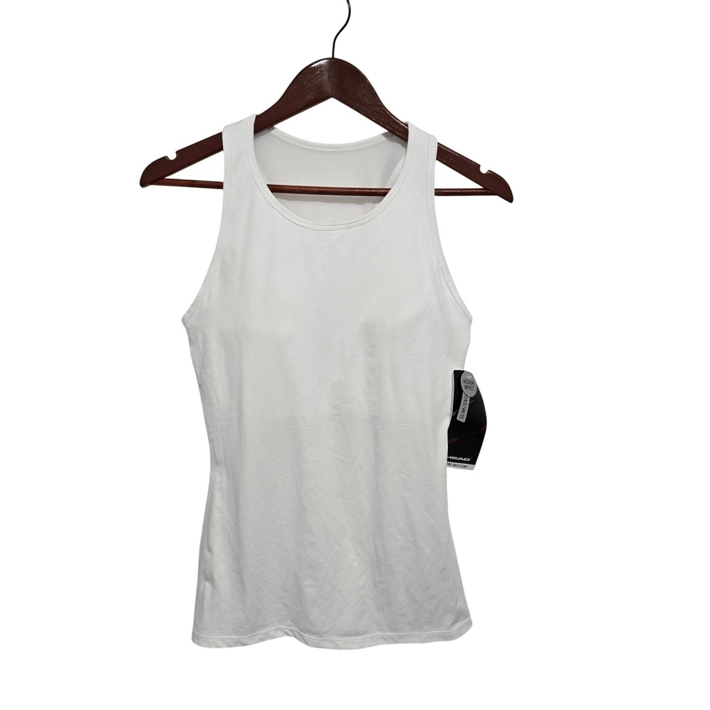 HEAD Stark White Umpire Bra Tank Top‎ Womens Medium Impact Racerback Activewear